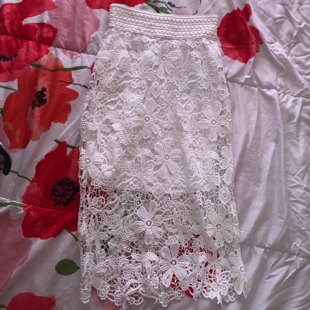 White  floral skirt for women